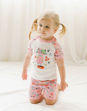 Flower Cat Short Sleeve Pajamas