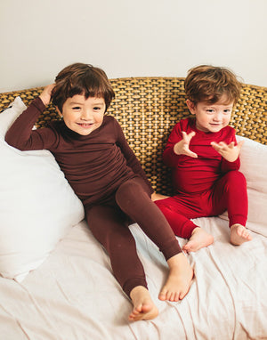 Modal Long Sleeve Pajama (Light Red/Dark Red) - Go PJ Party