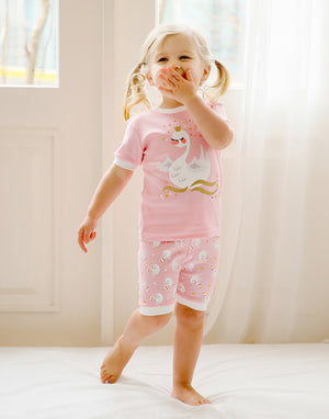 Pink Swan Short Sleeve Pajamas