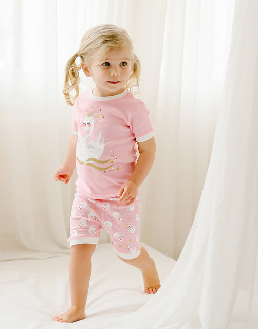 Pink Swan Short Sleeve Pajamas