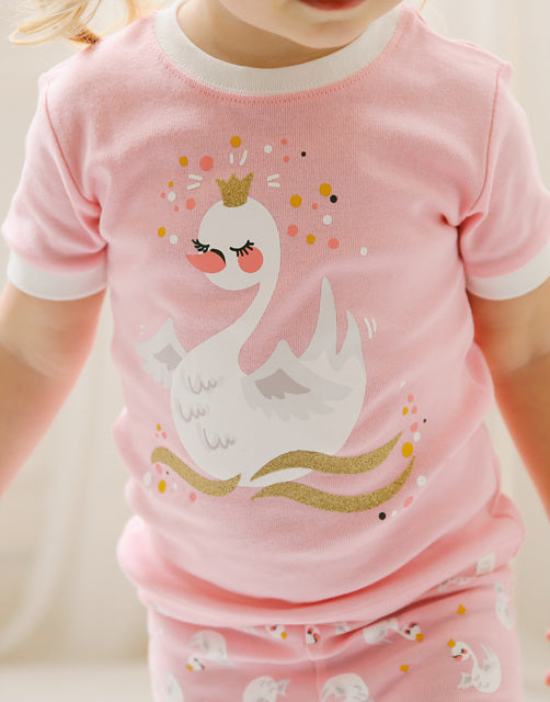 Pink Swan Short Sleeve Pajamas