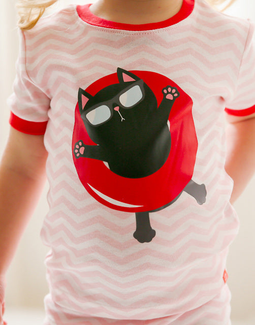 Tube Kitty Short Sleeve Pajamas