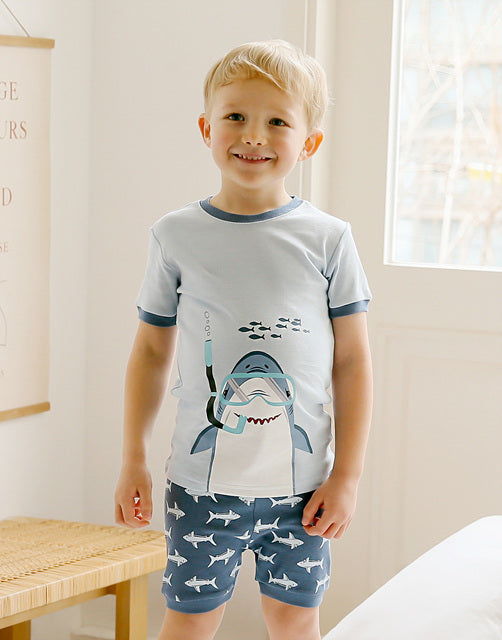 Scuba Shark Short Sleeve Pajamas