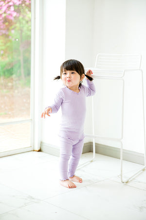 Shirring Light Purple Long Sleeve Pajama - Go PJ Party