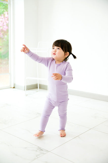 Shirring Light Purple Long Sleeve Pajama - Go PJ Party