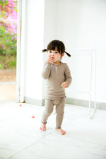 Shirring Beige Long Sleeve Pajama - Go PJ Party