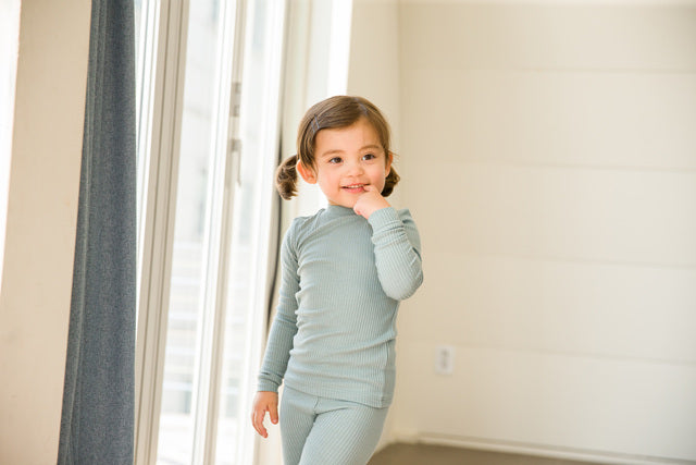 Rib Mint Long Sleeve Pajama - Go PJ Party