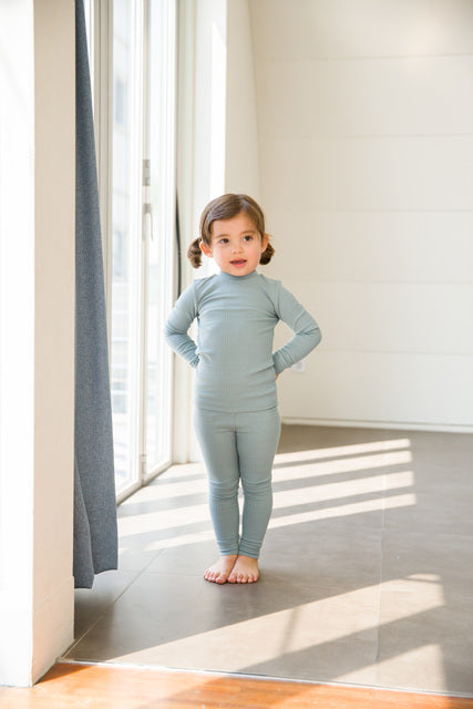 Rib Mint Long Sleeve Pajama - Go PJ Party