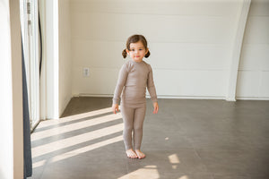 Rib Beige Long Sleeve Pajama - Go PJ Party