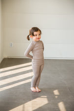 Rib Beige Long Sleeve Pajama - Go PJ Party