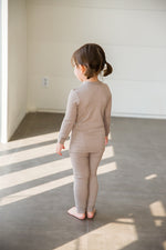 Rib Beige Long Sleeve Pajama - Go PJ Party