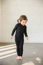 Rib Black Long Sleeve Pajama - Go PJ Party