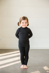 Rib Black Long Sleeve Pajama - Go PJ Party