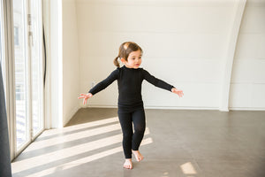 Rib Black Long Sleeve Pajama - Go PJ Party