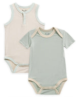 Sand Mint Jelly Bamboo Baby Bodysuit 2 Pack Set (Short & Sleeveless)