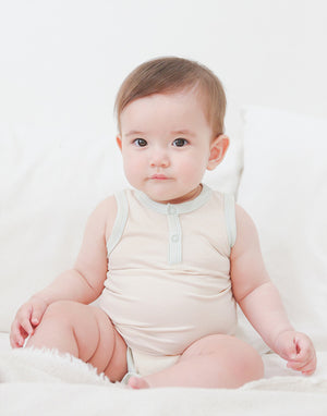 Sand Mint Jelly Bamboo Baby Bodysuit 2 Pack Set (Short & Sleeveless)