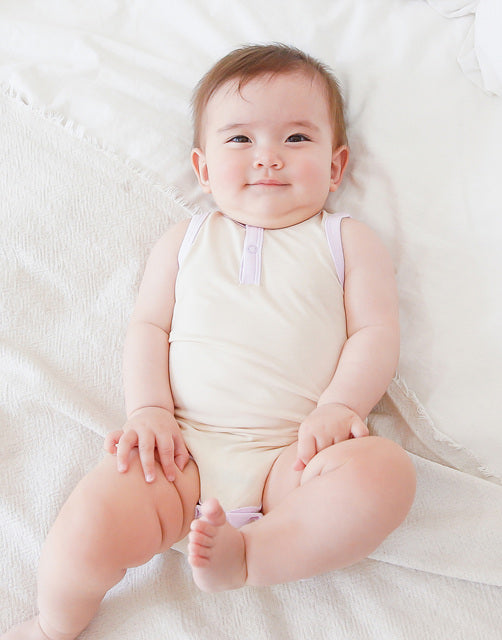 Sand Lavender Jelly Bamboo Baby Bodysuit 2 Pack Set (Short & Sleeveless)