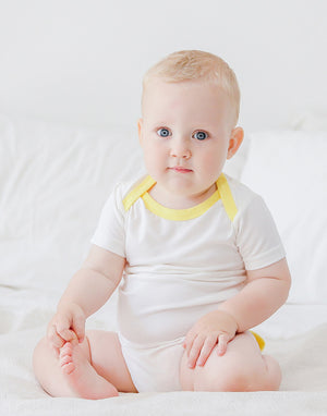 Milk Yellow Jelly Bamboo Baby Bodysuit 2 Pack Set (Short & Sleeveless)