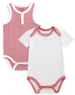 Milk Coral Jelly Bamboo Baby Bodysuit 2 Pack Set (Short & Sleeveless)