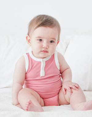 Milk Coral Jelly Bamboo Baby Bodysuit 2 Pack Set (Short & Sleeveless)