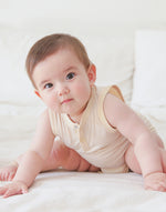 Beige Jelly Bamboo Baby Bodysuit 2 Pack Set (Short & Sleeveless)