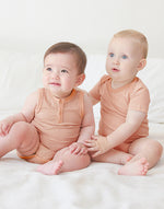 Brown Jelly Bamboo Baby Bodysuit 2 Pack Set(Short & Sleeveless)