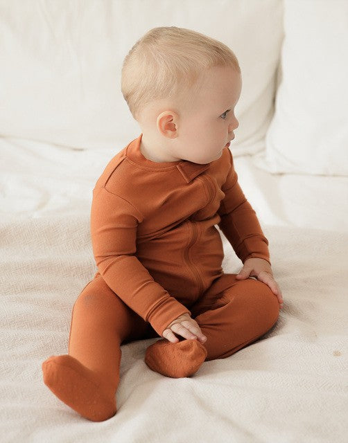 Brown Baby Footed Sleepers