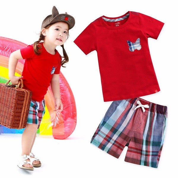 Butterfly Red Short Sleeve Tee & Shorts Set - Go PJ Party