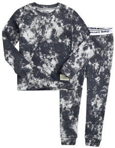 Tie Dye Charcoal Long Sleeve Pajama