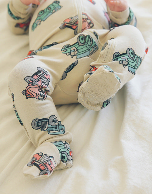 Retro Car Baby Footed Sleepers