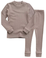 Rib Beige Long Sleeve Pajama - Go PJ Party