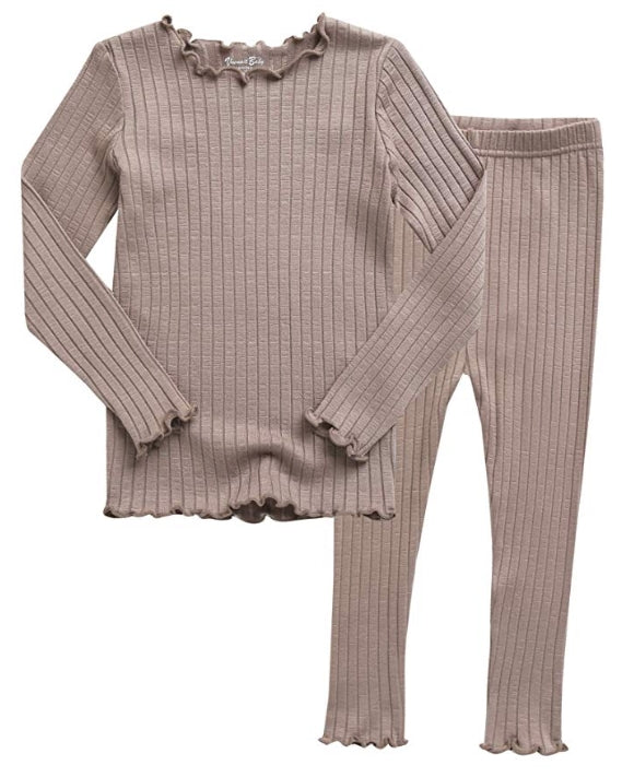 Shirring Beige Long Sleeve Pajama - Go PJ Party