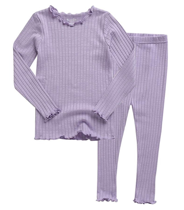 Shirring Purple Flower Modal Long Sleeve Pajama