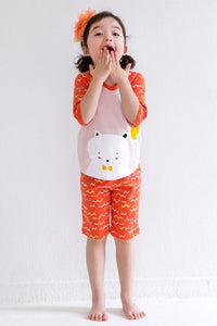 Happiness Orange 3/4 Sleeve Outfits - Go PJ Party