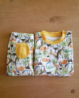 Zoo Animal Long Sleeve Pajama (Yellow/Blue)