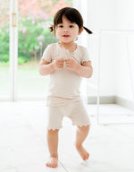 Shirring Ivory Short Sleeve Pajamas - Go PJ Party