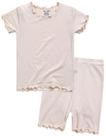 Shirring Ivory Short Sleeve Pajamas - Go PJ Party