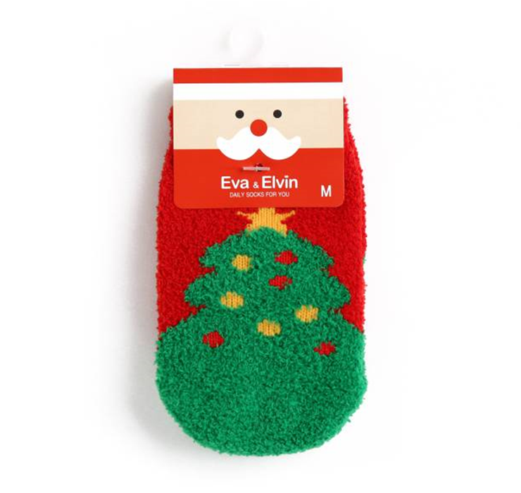 Fuzzy Fur Christmas Tree Socks - Go PJ Party