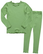 Shirring Yellow Green Long Sleeve Pajama