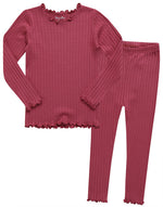 Shirring Cherry Red Long Sleeve Pajama