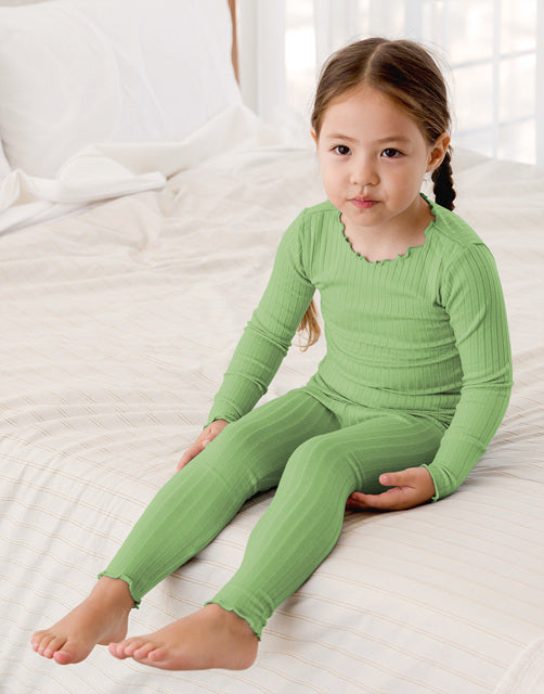 Shirring Yellow Green Long Sleeve Pajama