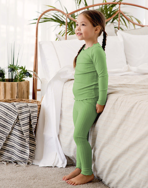 Shirring Yellow Green Long Sleeve Pajama