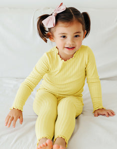 Shirring Lemon Long Sleeve Pajama