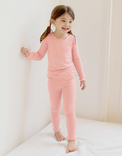 Shirring Milk Pink Long Sleeve Pajama