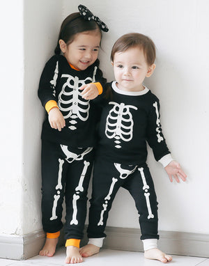 Halloween Skeleton White Long Sleeve Pajama