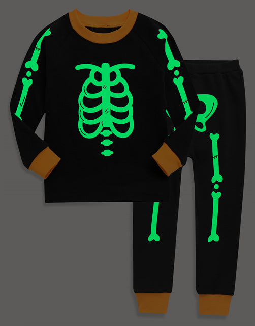 Halloween Skeleton Orange Long Sleeve Pajama