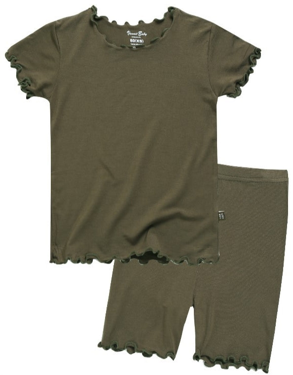 Shirring Khaki Short Sleeve Pajamas - Go PJ Party