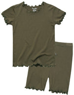 Shirring Khaki Short Sleeve Pajamas - Go PJ Party