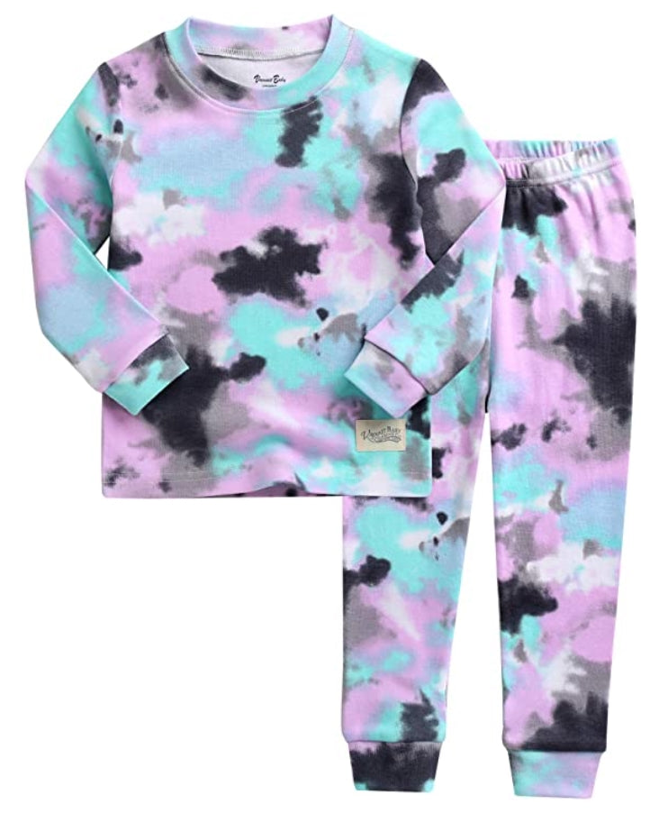 Tie Dye Lavender Black Long Sleeve Pajama