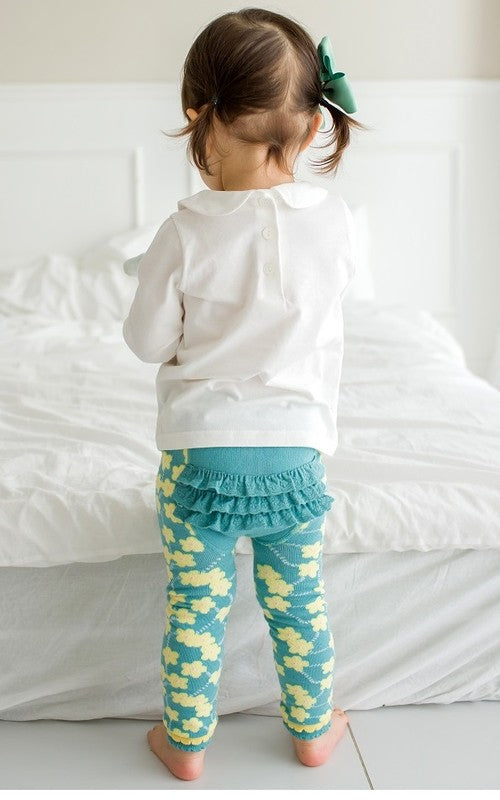 Mint Flower Baby Frill Leggings - Go PJ Party